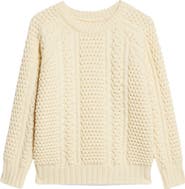 Fortela Aston Cable Knit Wool Crewneck Sweater