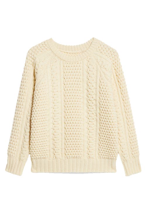 Fortela Aston Cable Knit Wool Crewneck Sweater In Neutral