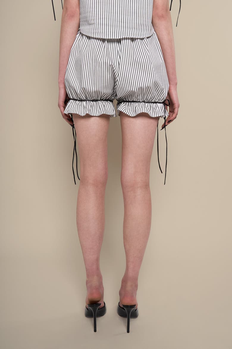 Thomasin Striped Cotton Leather-Tie Bloomers, Alternate, color, Black-white