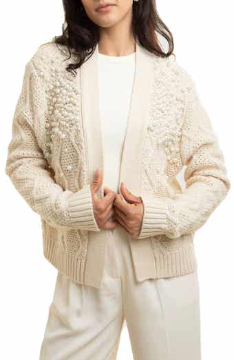 SAACHI Faux Pearl Open Knit Cardigan