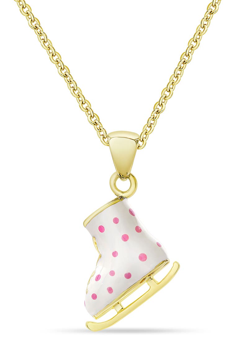 Kids' Ice Skate Pendant Necklace, Main, color, WHITE