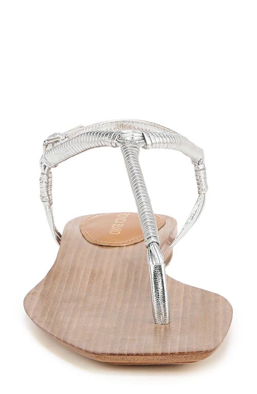 Veronica Beard Amelia T-strap Metallic Sandal In Silver