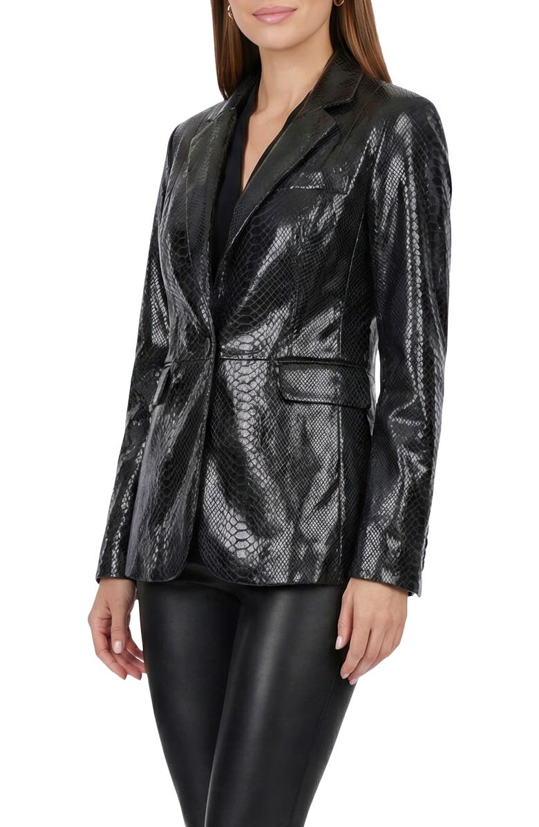 GORSKI Genuine Metis Suede Pythn Printed Single Breasted Blazer, Alternate, color, Anthracite