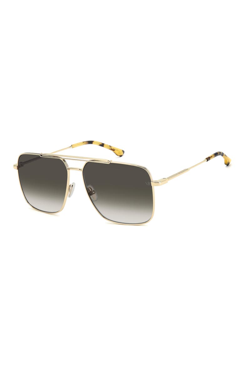 VB 1019/S 60mm Rectangular Aviator Sunglasses, Alternate, color, GOLD HONEY HAVANA/ GREEN