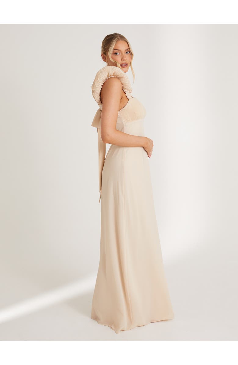 Six Stories Pleated Shoulder Bridesmaid Dress, Alternate, color, Cream