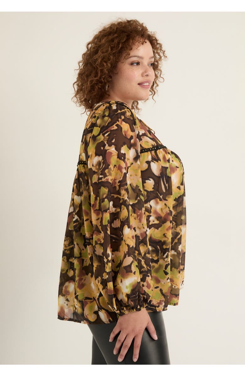 June + Vie Lace Trim Blouse, Alternate, color, Watercolor Floral