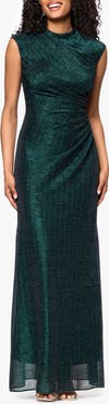 Betsy & Adam Ruched Sleeveless Gown