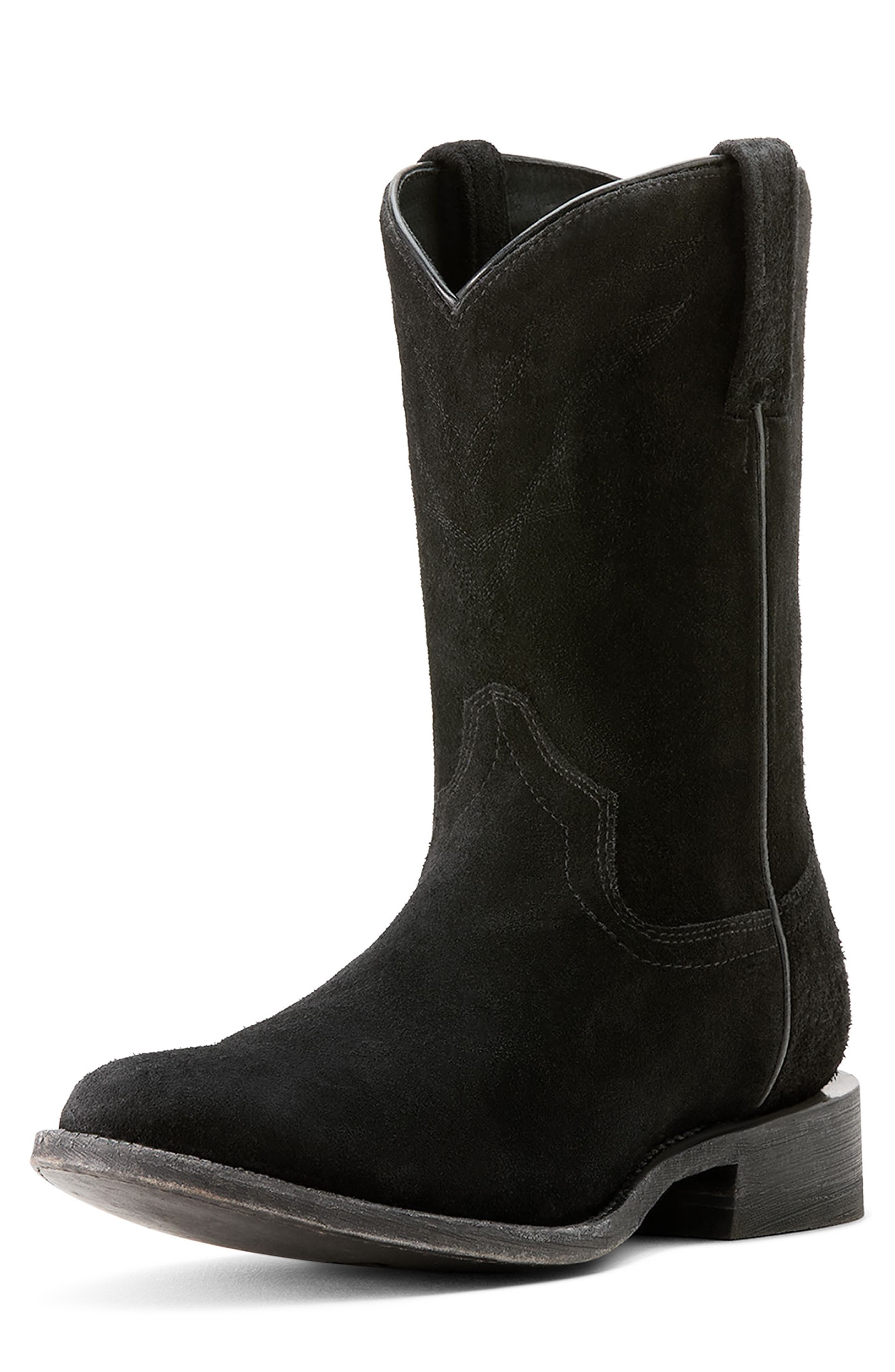 Ariat Downtown Stonewash Suede Cowboy Boot, Alternate, color, Stonewashed Black Suede