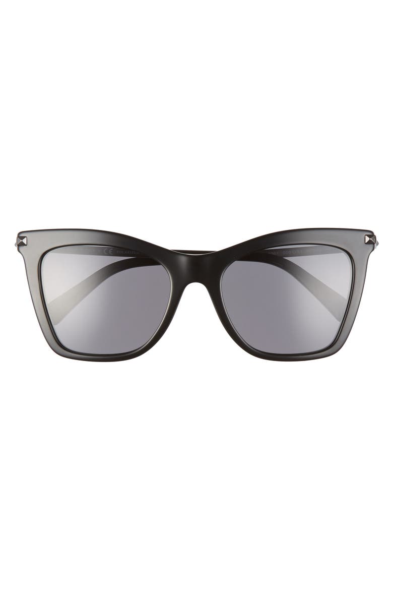 54mm Polarized Cat Eye Sunglasses, Alternate, color, BLACK/ SMOKE SOLID