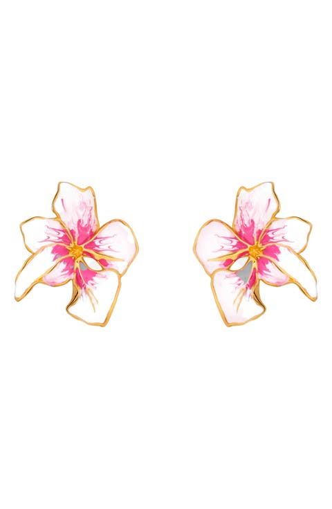 Small Cyclamen Enamel Stud Earrings