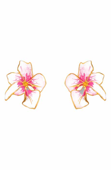 Small Cyclamen Enamel Stud Earrings