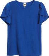 AK ANNE KLEIN Tulip Sleeve Pebble Knit Top