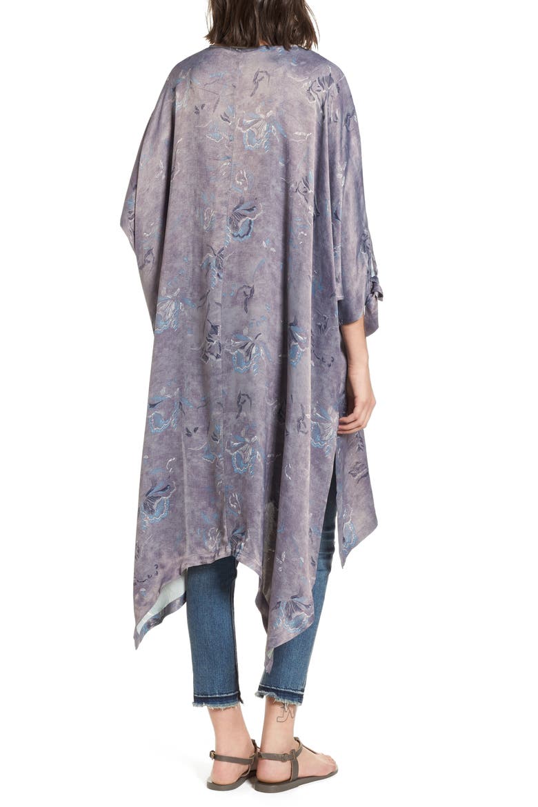 High/Low Kimono, Alternate, color, GREY SKETCHED PETALS