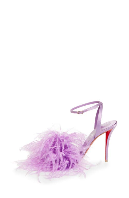 Christian Louboutin Miss Z Loubipoupi Feather Embellished Ankle Strap Sandal In Purple