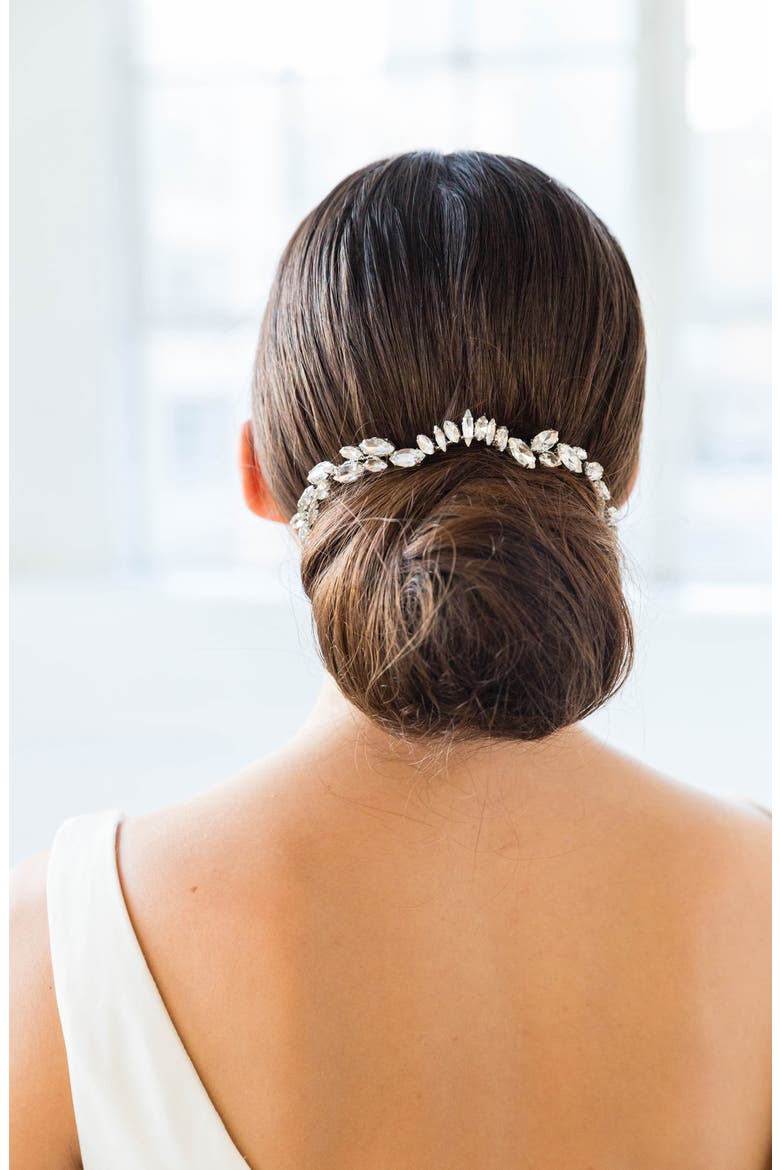 Zila Crystal Crown Comb, Alternate, color, SILVER