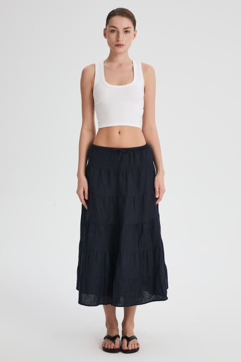 Bouquet Linen Skirt