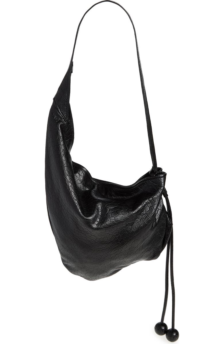 Marni Small Sling Leather Hobo Bag, Main, color, 00N99 Black