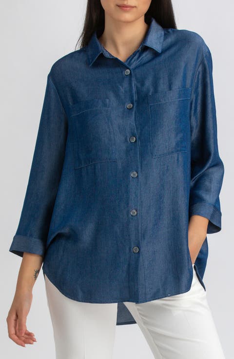 Chambray Button-Up Maternity Shirt