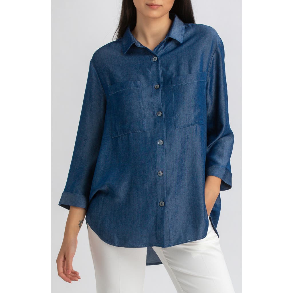 PIETRO BRUNELLI MATERNITY Chambray Button-Up Maternity Shirt in Blue  product