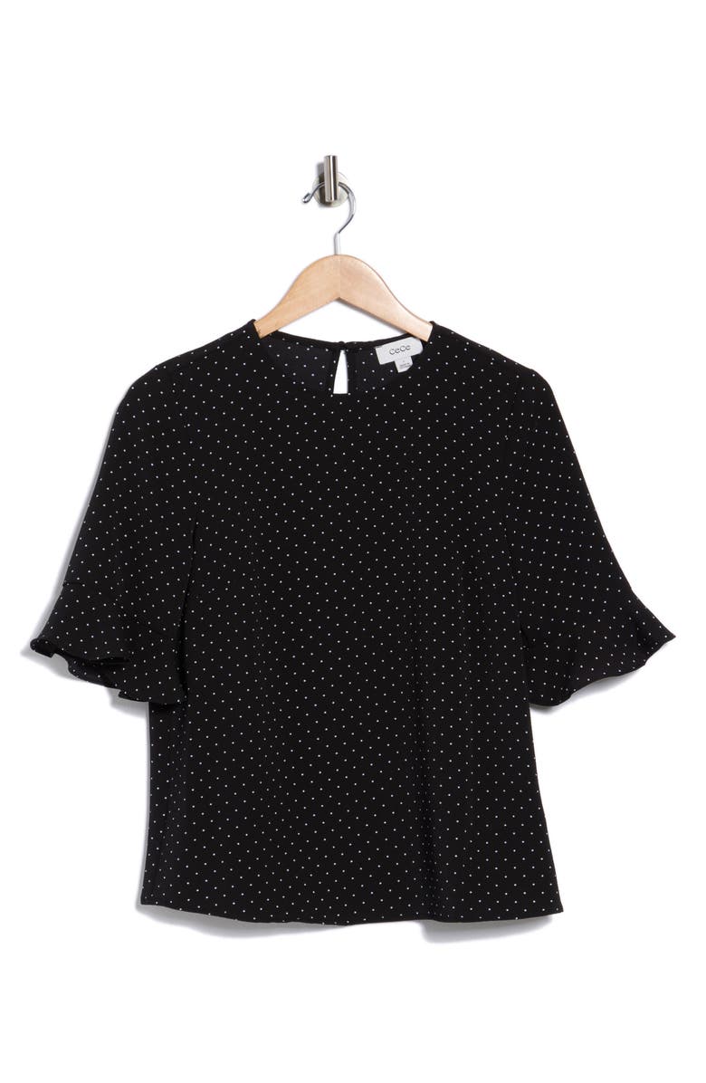 CeCe Ruffle Short Sleeve Top, Main, color, Rich Black