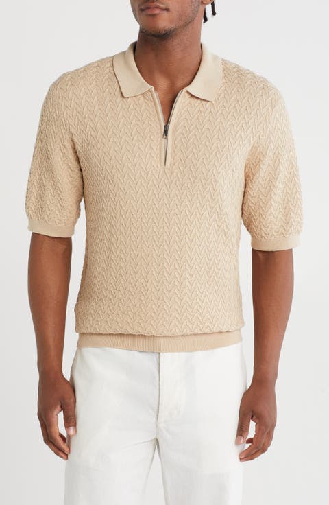 Textured Quarter Zip Polo