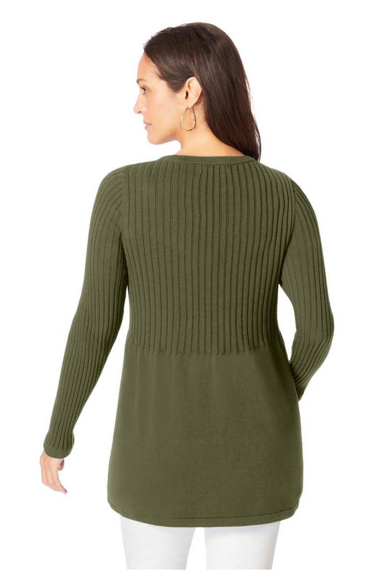 Ribbed Baby Doll Tunic Sweater, Alternate, color, DARK OLIVE GREEN