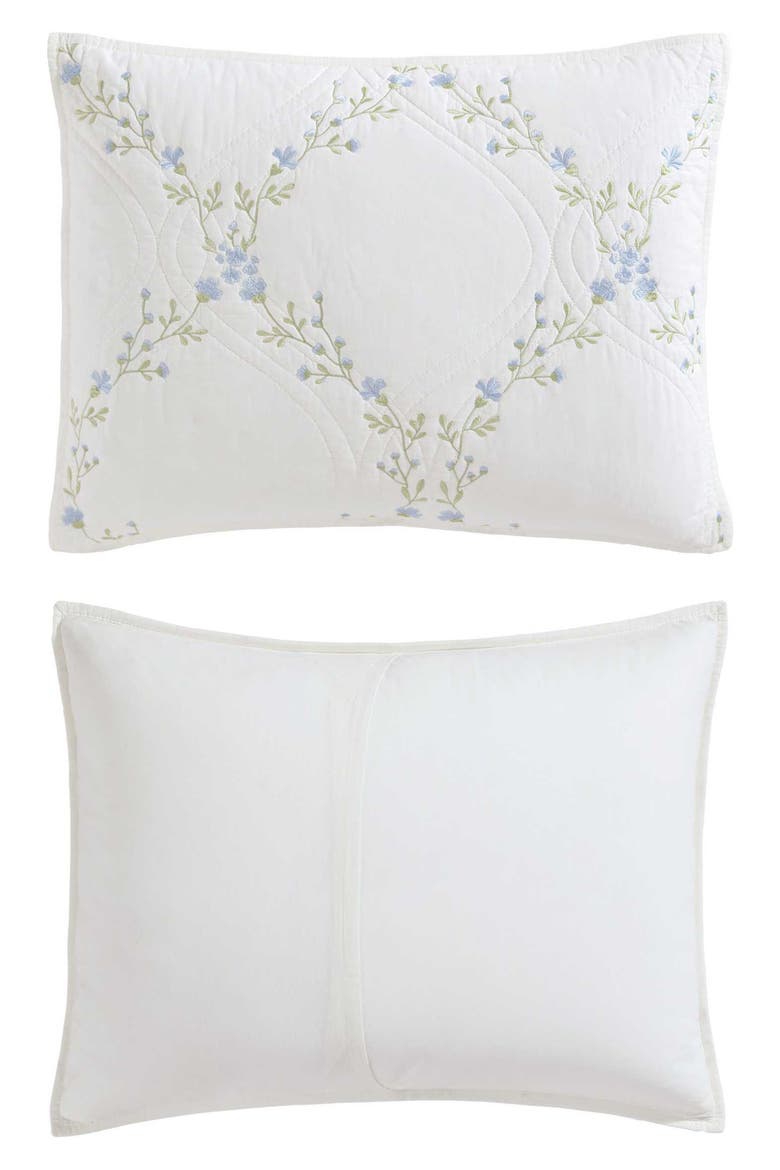 Cotton 3-Piece Quilt & Sham Set, Alternate, color, BLUE/ GREEN