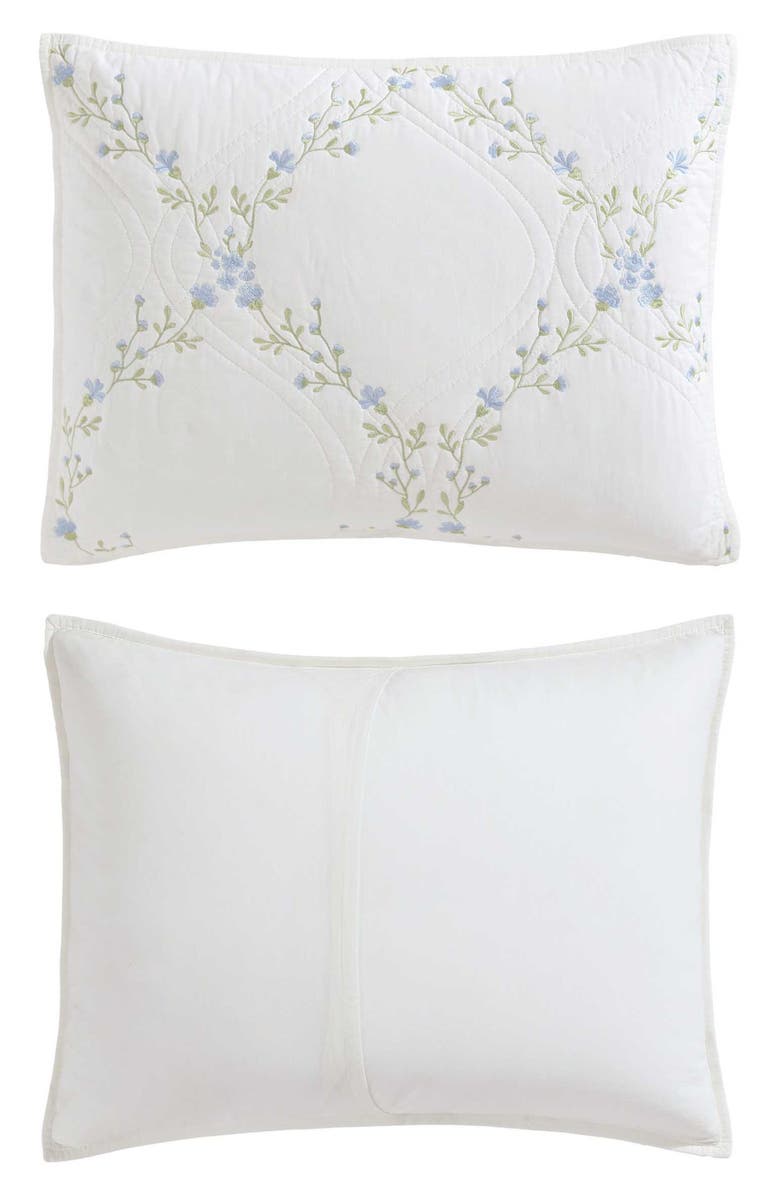 Laura Ashley Cotton 3-Piece Quilt & Sham Set, Alternate, color, Blue/ Green