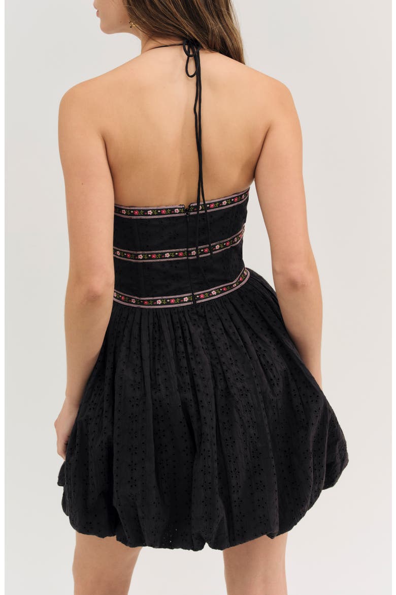 McKinley Embroidered Detail Cotton Minidress, Alternate, color, BLACK