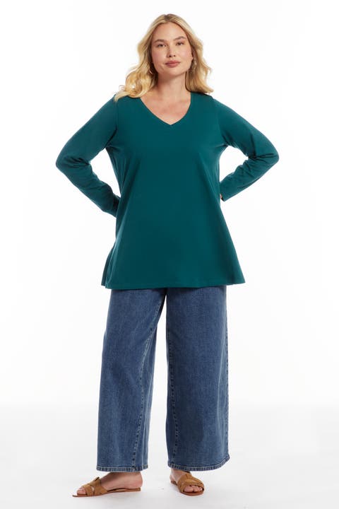 Long-Sleeve V-Neck One + Only Tunic (Plus)