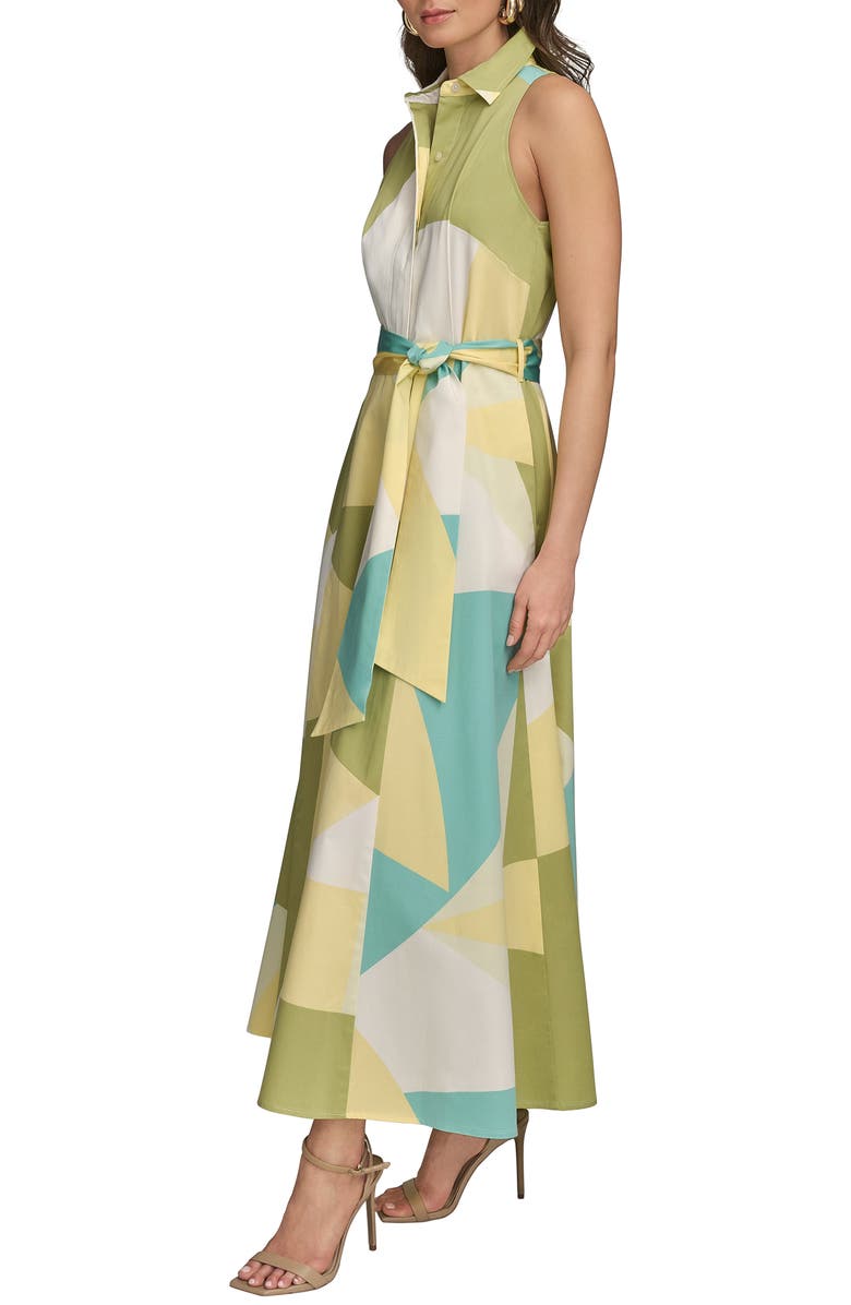 Donna Karan New York Abstract Print Sleeveless Stretch Cotton Maxi Shirtdress, Alternate, color,