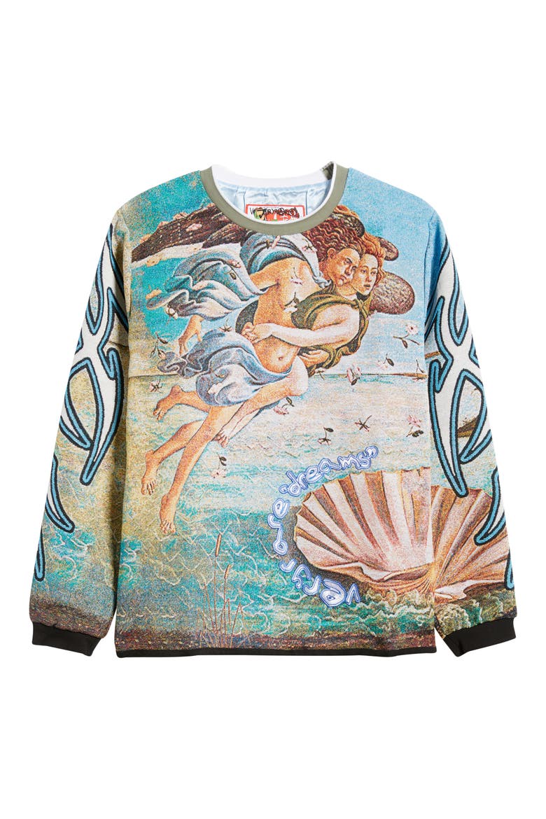 Birth of Venus Jacquard Sweatshirt, Alternate, color, GREEN