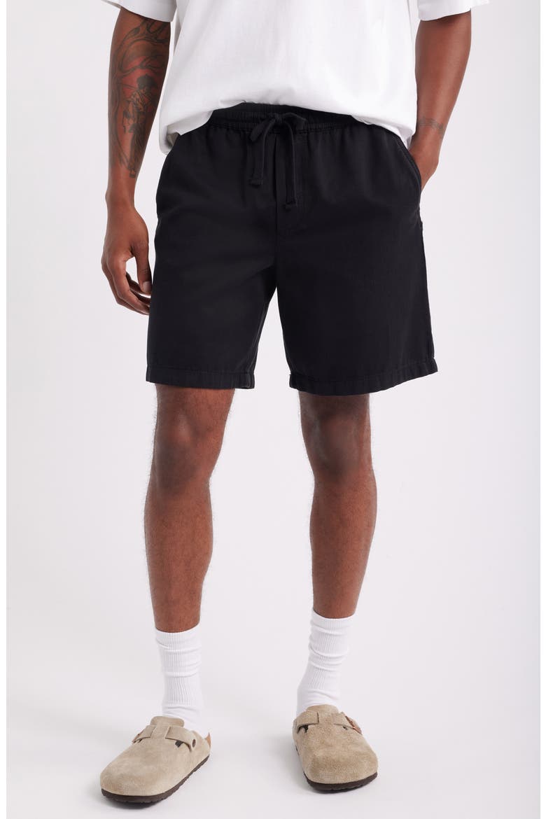 Elastic Waist Shorts, Main, color, JET BLACK