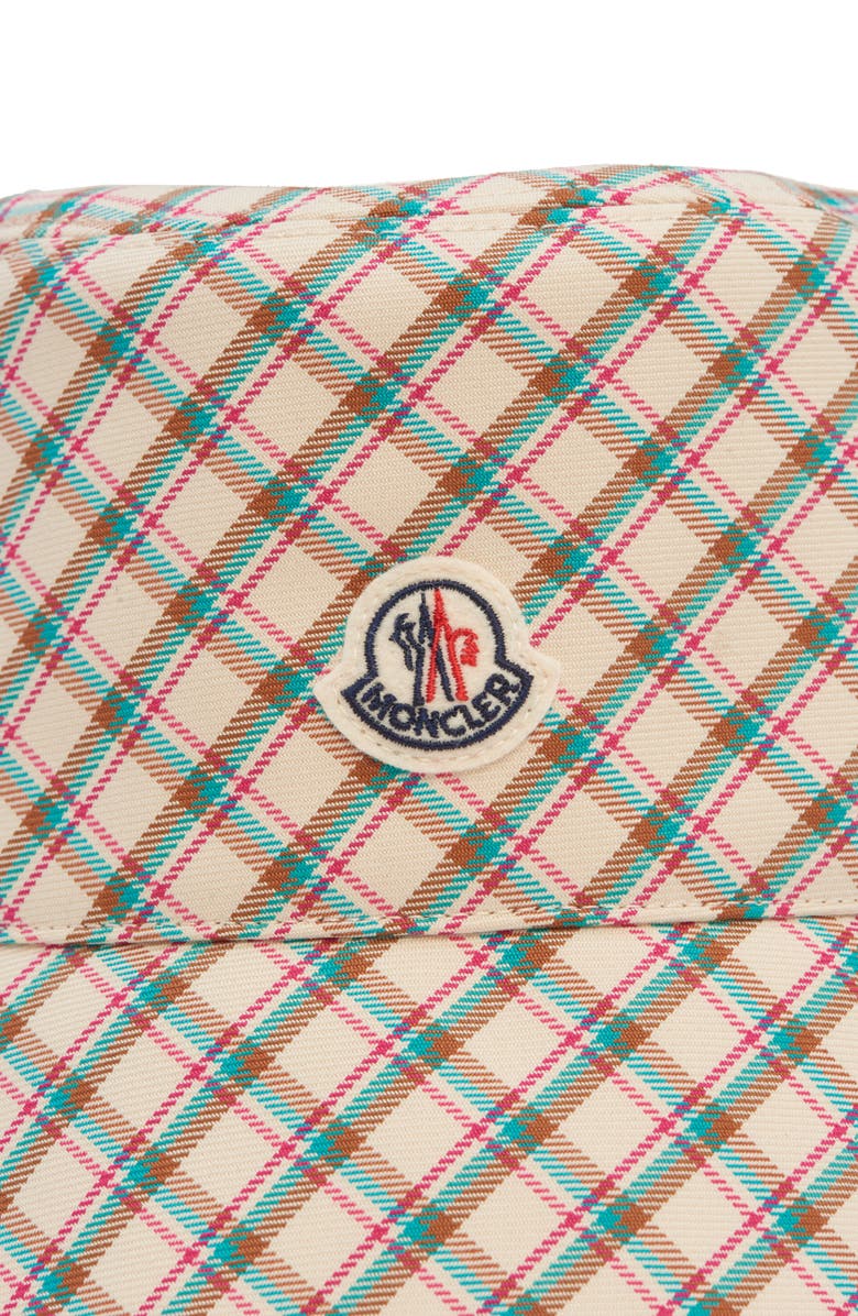 Moncler Archive DNA Plaid Bucket Hat, Alternate, color, Light Brown