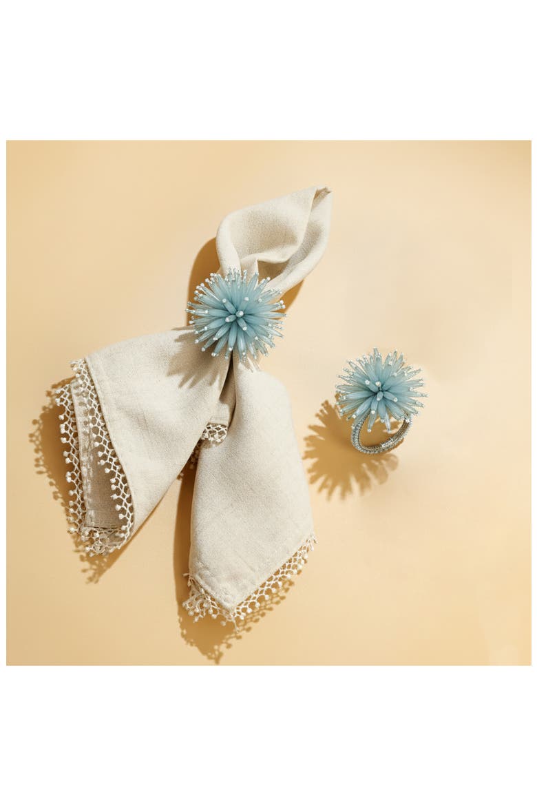 Arctic Sea Urchin Set of 4 Napkin Rings, Alternate, color, BLUE