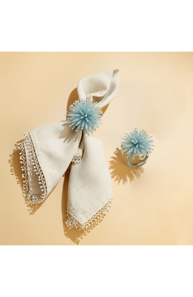 Tiramisu Arctic Sea Urchin Set of 4 Napkin Rings, Alternate, color, Blue