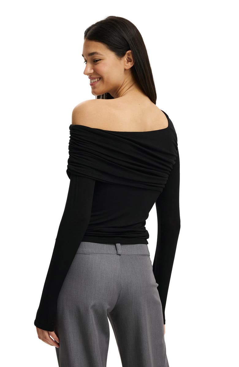 Cotton On Women's One Shoulder Base Layer Long Sleeve, Alternate, color, Black