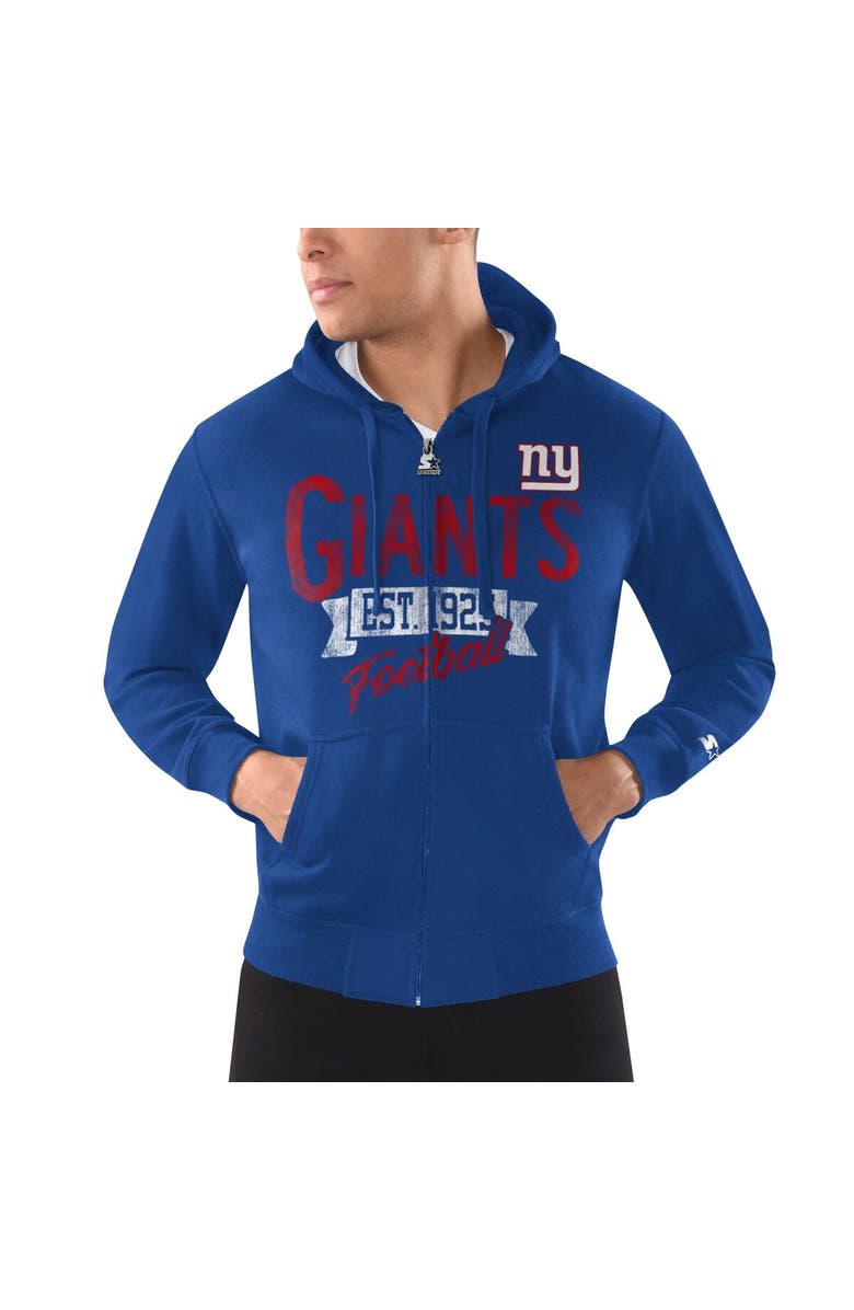 STARTER Men's Starter Royal New York Giants Domestic Post Season Full-Zip Hoodie, Main, color, 