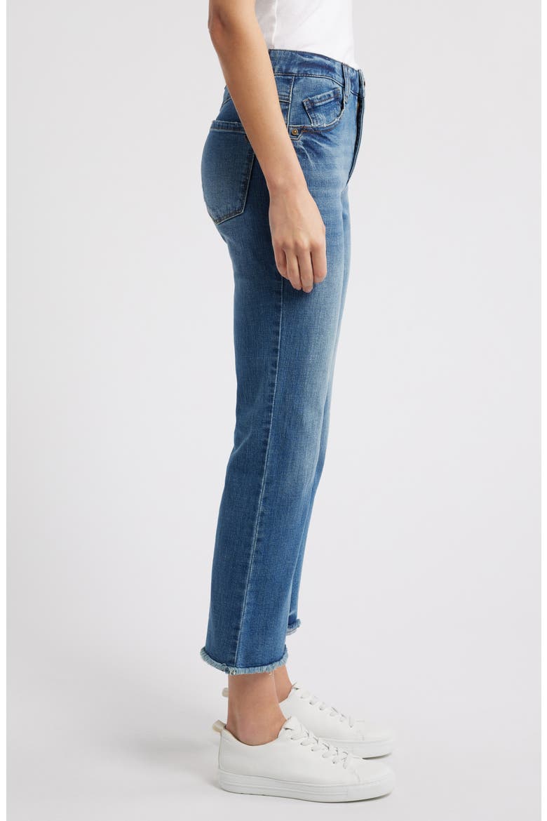 Tatum Frayed High Waist Ankle Bootcut Jeans, Alternate, color, MID BLUE ARTISANAL