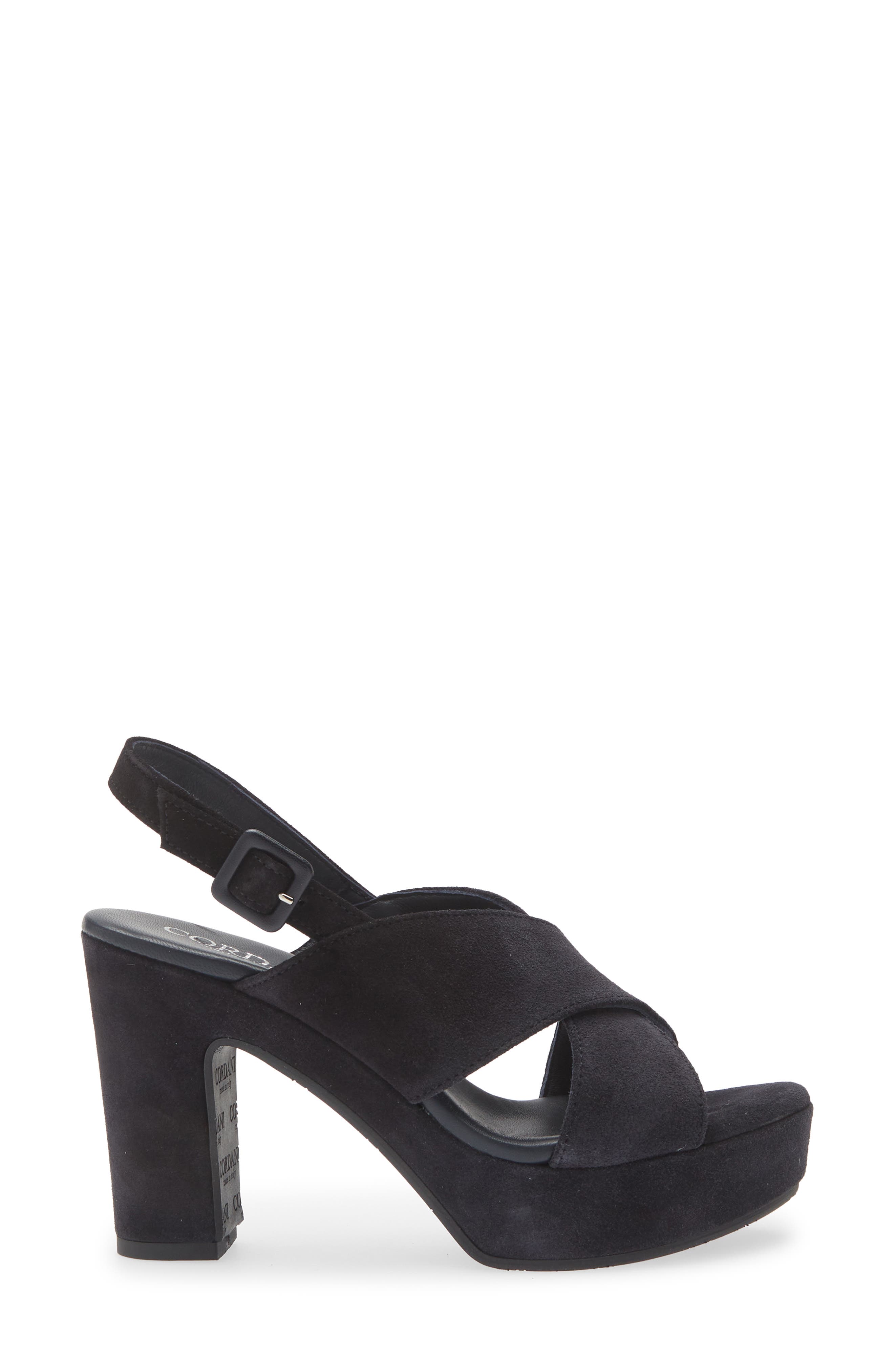 Cordani Teresa Slingback Platform Sandal, Alternate, color, Navy Suede