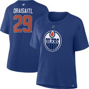 FANATICS Women's Fanatics Leon Draisaitl Royal Edmonton Oilers Authentic Stack Name & Number T-Shirt