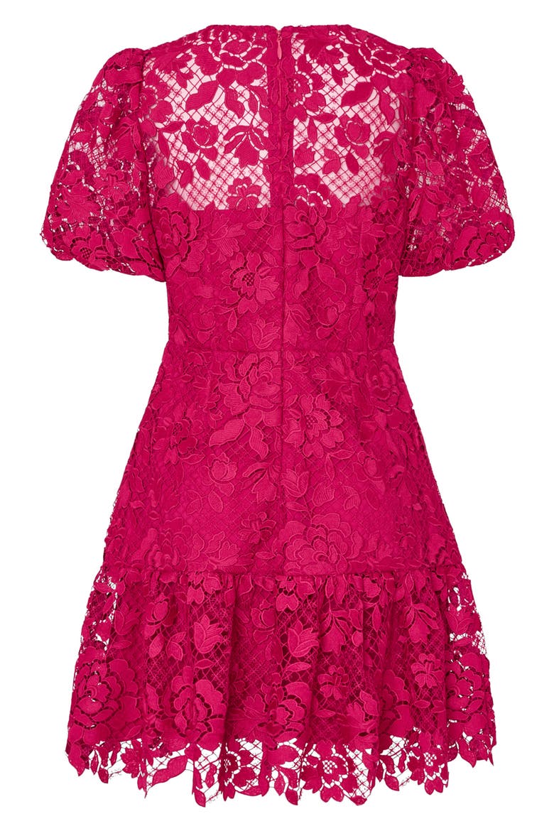 Yasmin Rose Mosaic Lace Dress, Alternate, color, RASPBERRY