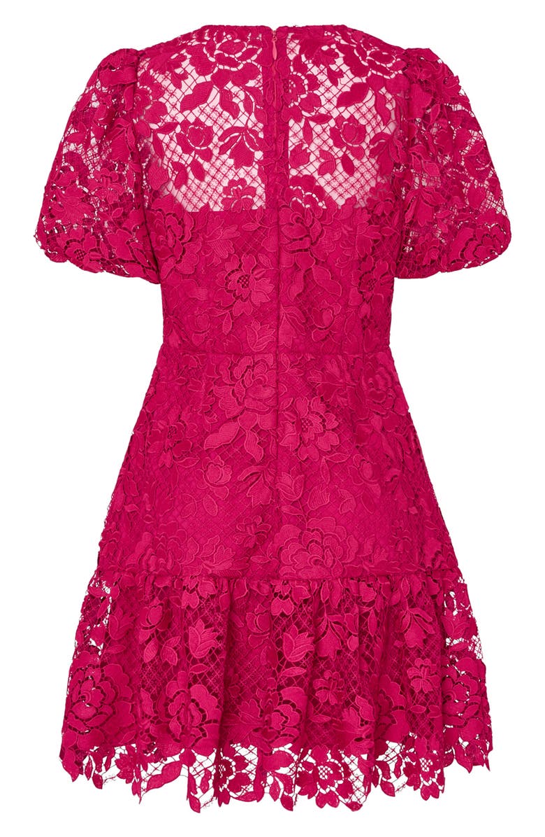 Milly Yasmin Rose Mosaic Lace Dress, Alternate, color, Raspberry