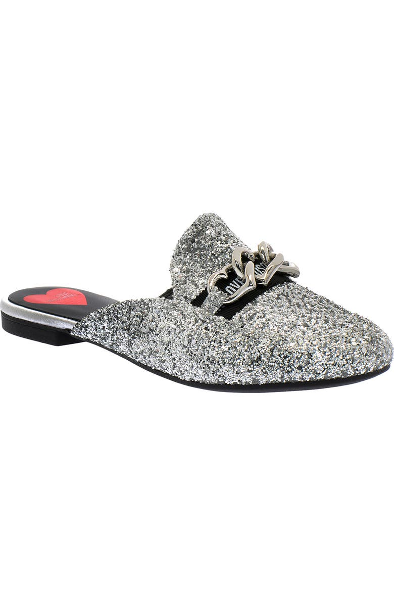 Love Moschino Metallic Glitter Slip-On Mule, Main, color,