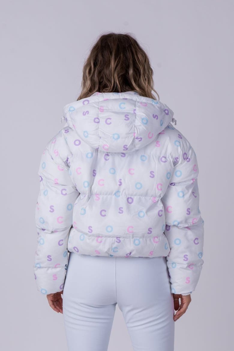 Chic Puffer Jacket - OOSC Print, Alternate, color, White