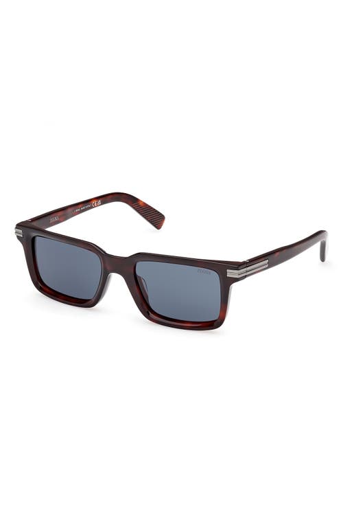 Zegna 53mm Rectangular Sunglasses In Shiny Red Havana