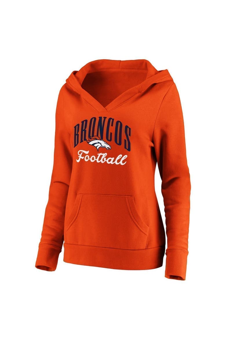 Women's Fanatics Branded Orange Denver Broncos Team Victory Script Crossover V-Neck Pullover Hoodie, Alternate, color, ORANGE