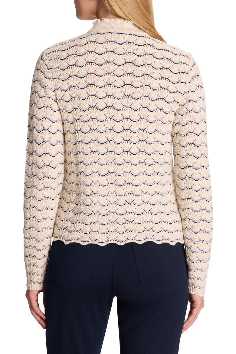 Scalloped Tuck Stitch Cotton Crop Sweater, Alternate, color, CREAM MULTI
