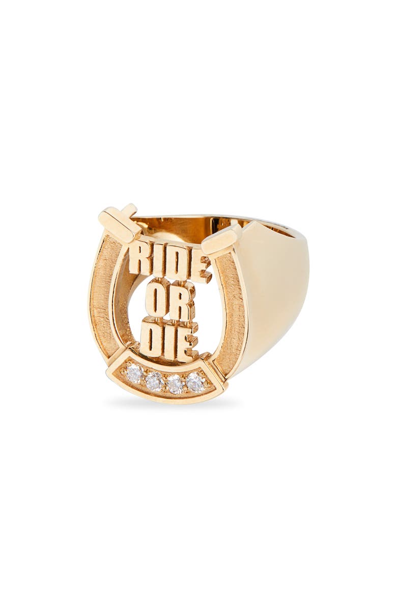 Established Ride or Die Horseshoe Ring, Main, color, Yellow Gold