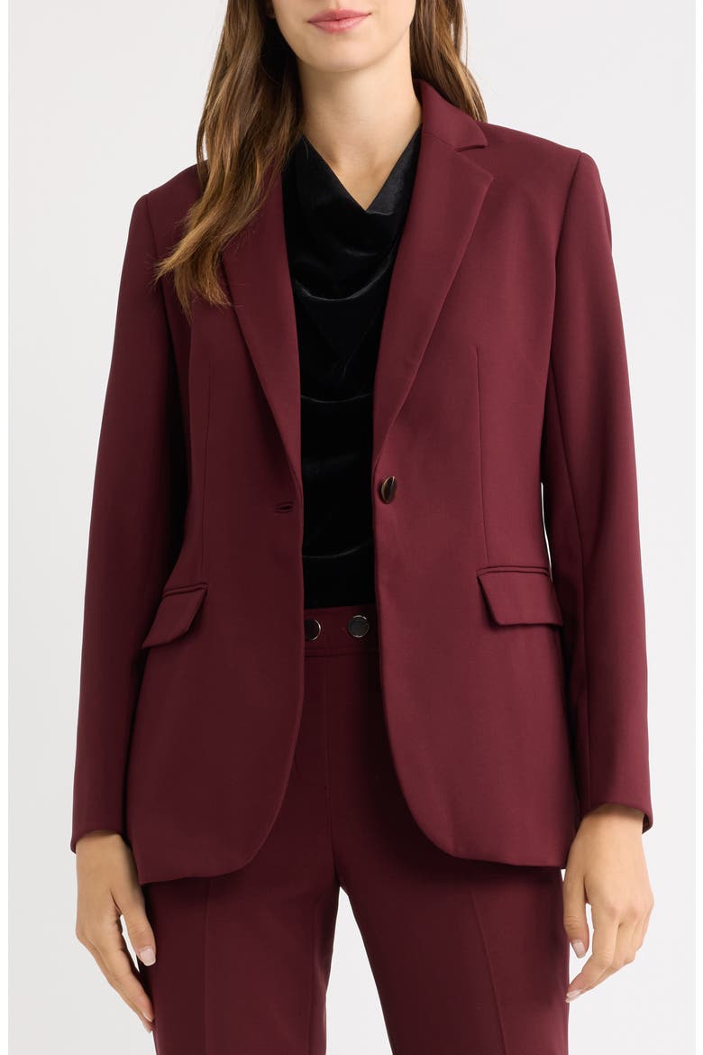 One-Button Notch Collar Blazer, Alternate, color, BAROLO